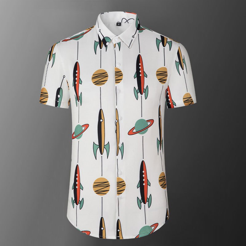 Casual Printed Contrast Short Sleeve Shirt