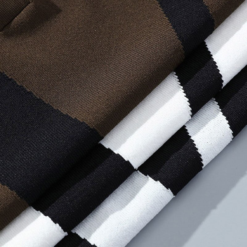 Casual Knitted Contras Letter Polo Shirt