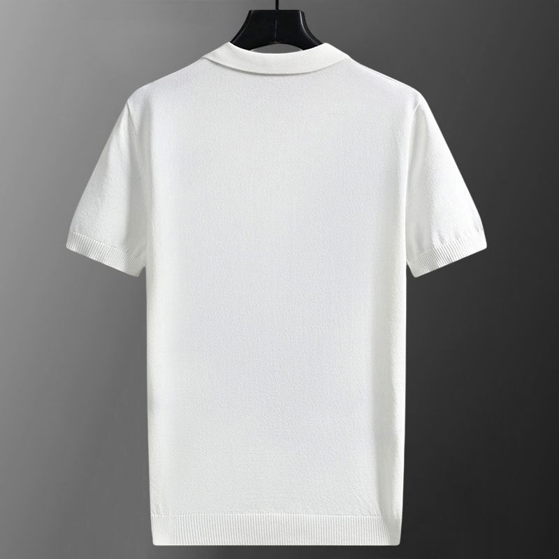 Casual Knitted Contras Letter Polo Shirt