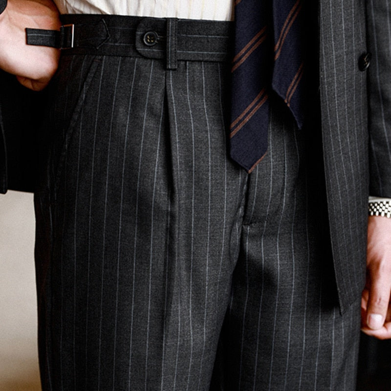 Striped Pattern Polyester Trousers