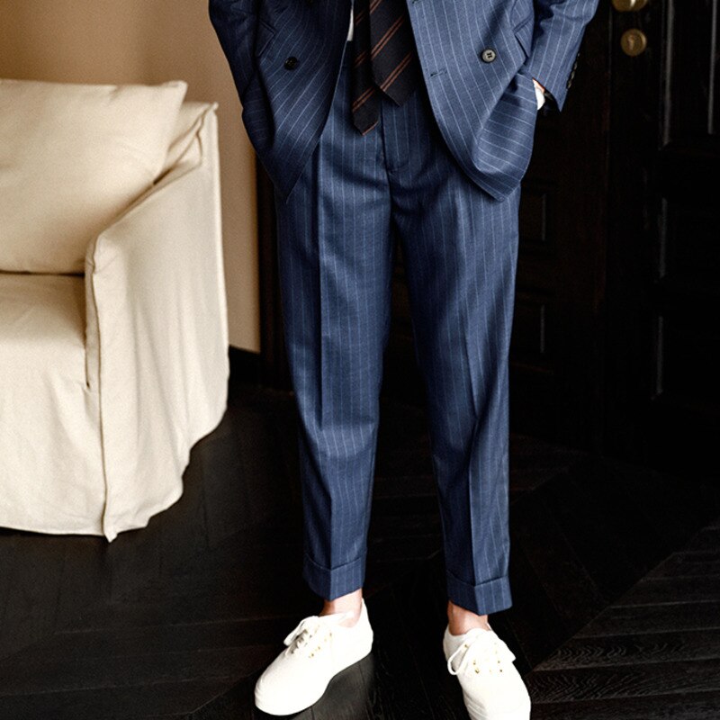 Striped Pattern Polyester Trousers