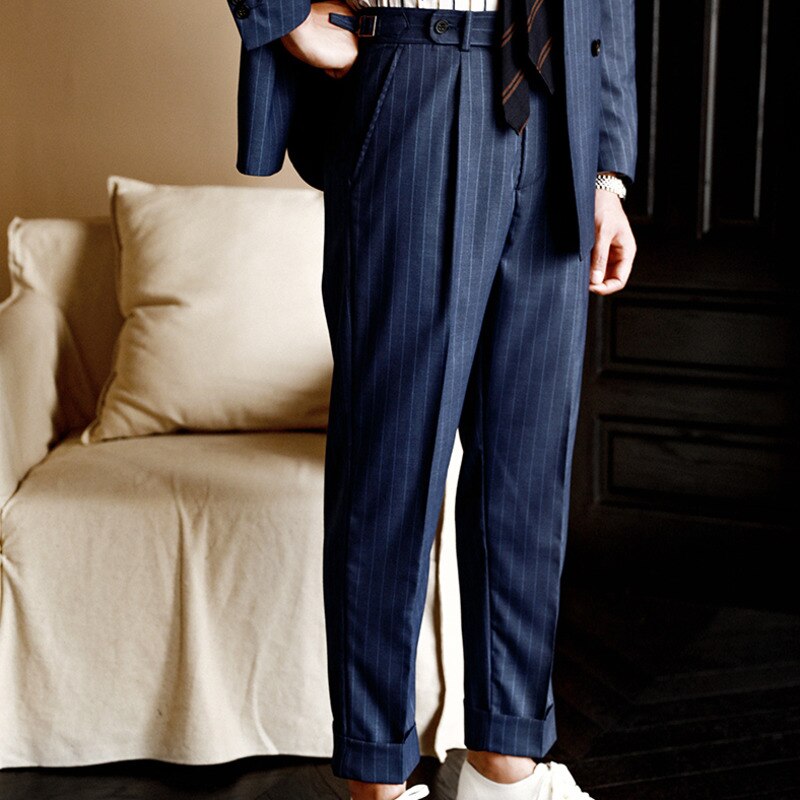 Striped Pattern Polyester Trousers