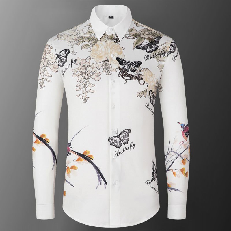 Long Sleeve Baroque Print Pattern Shirt