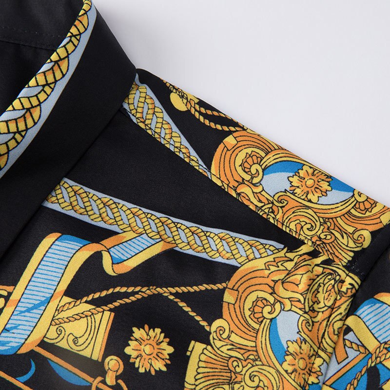 Long Sleeve Baroque Print Pattern Shirt