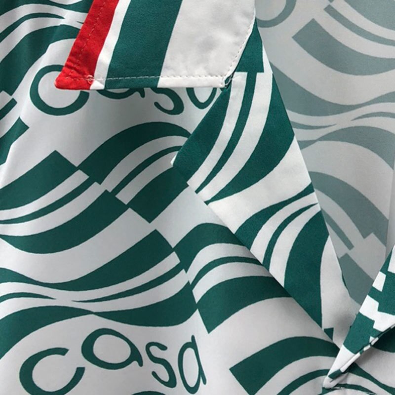 Green Geometric Pattern Printed Short Sleeve Shirt