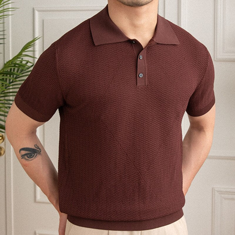 Casual Solid Color Short Sleeve Polo Shirt