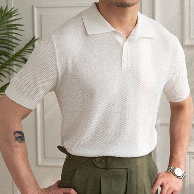 Casual Solid Color Short Sleeve Polo Shirt