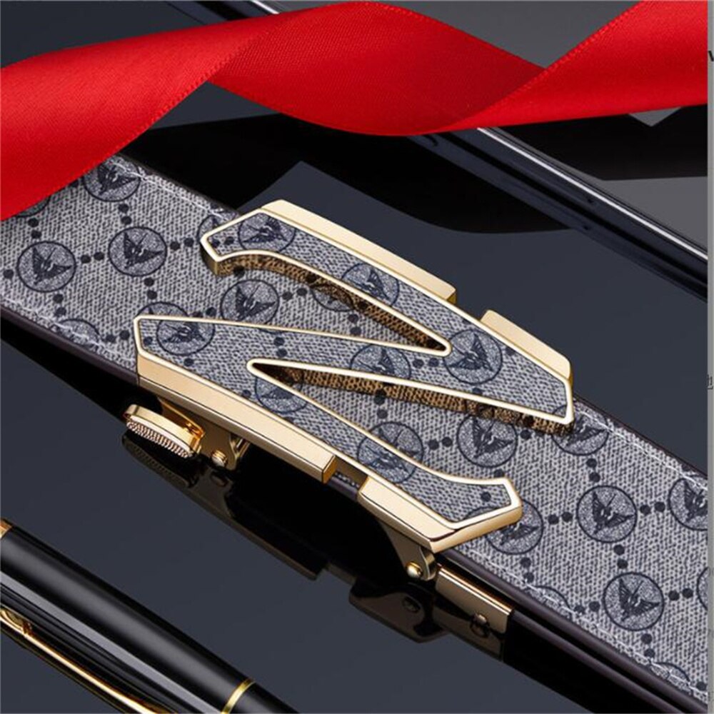 Z Buckle Pattern Leather Belt