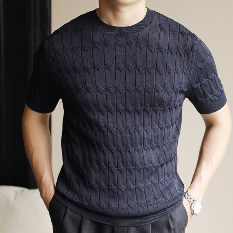 O-Neck Simple Solid Color Slim Knitted T-Shirt