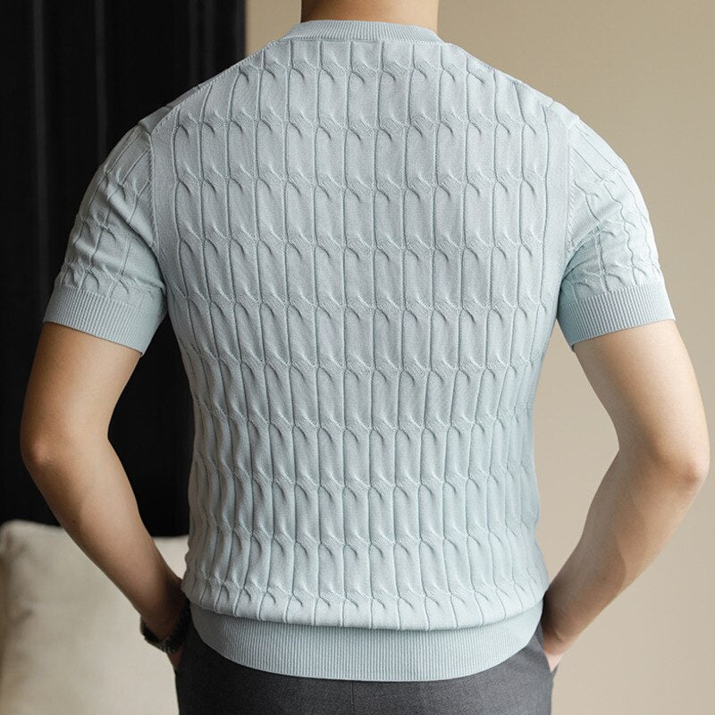 O-Neck Simple Solid Color Slim Knitted T-Shirt