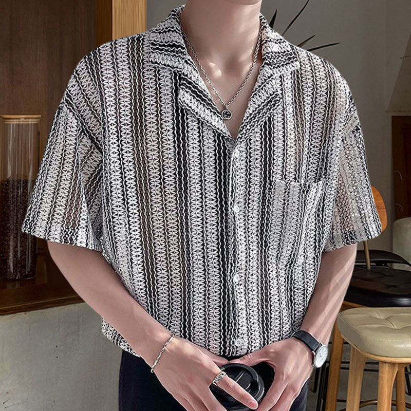 See Through Hollow Short Sleeve Shirt