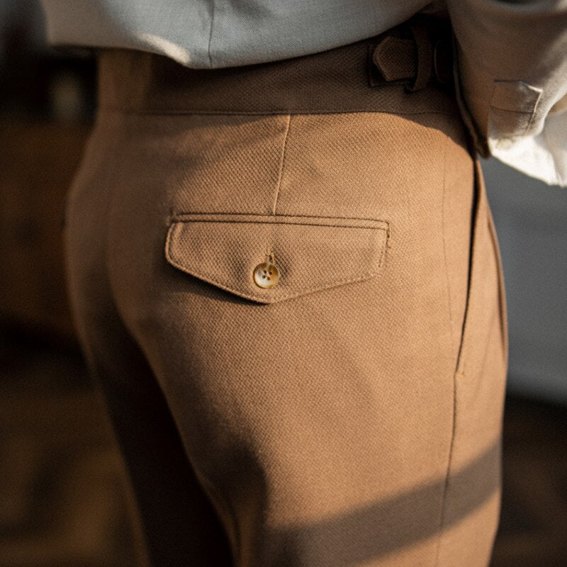Belt Buckle Solid Regular Trousers