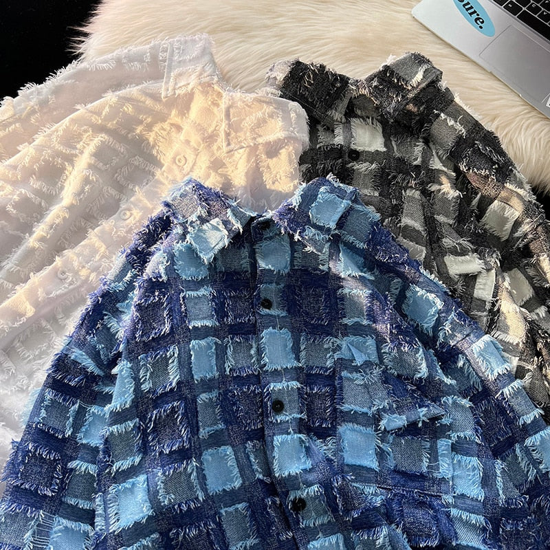 Spring Korea Solid Plaid Shirt