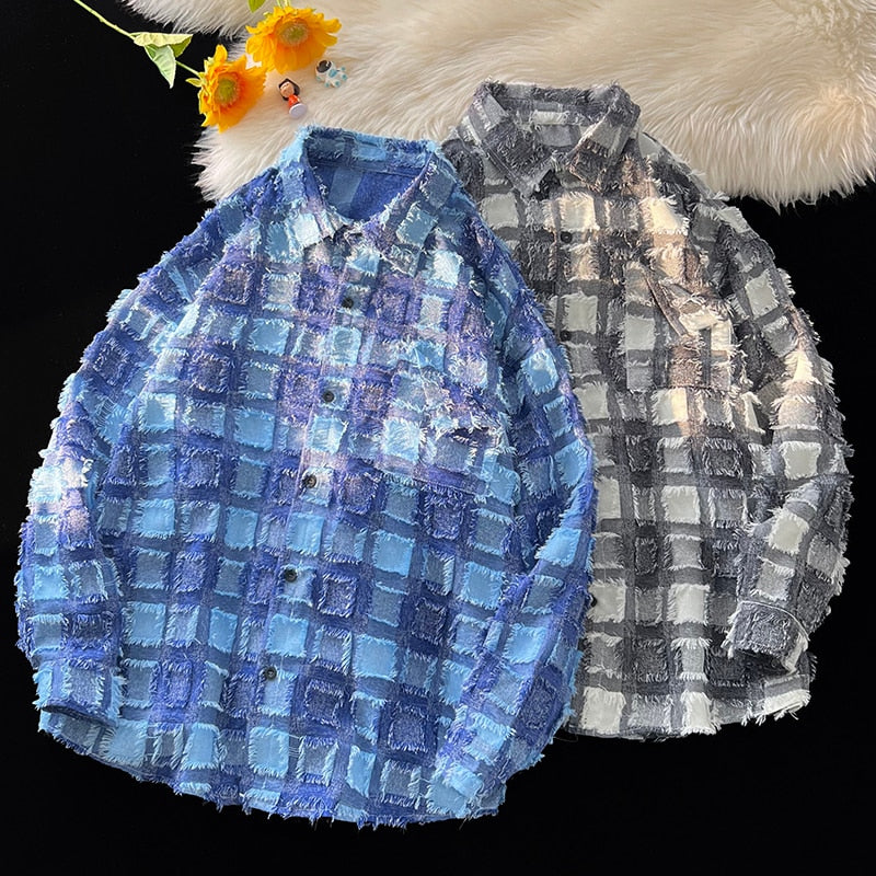 Spring Korea Solid Plaid Shirt