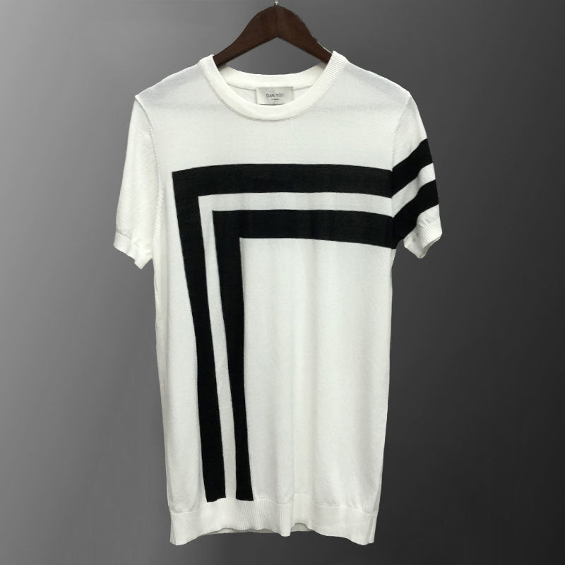 Double Bold Lines Polyester T-Shirt