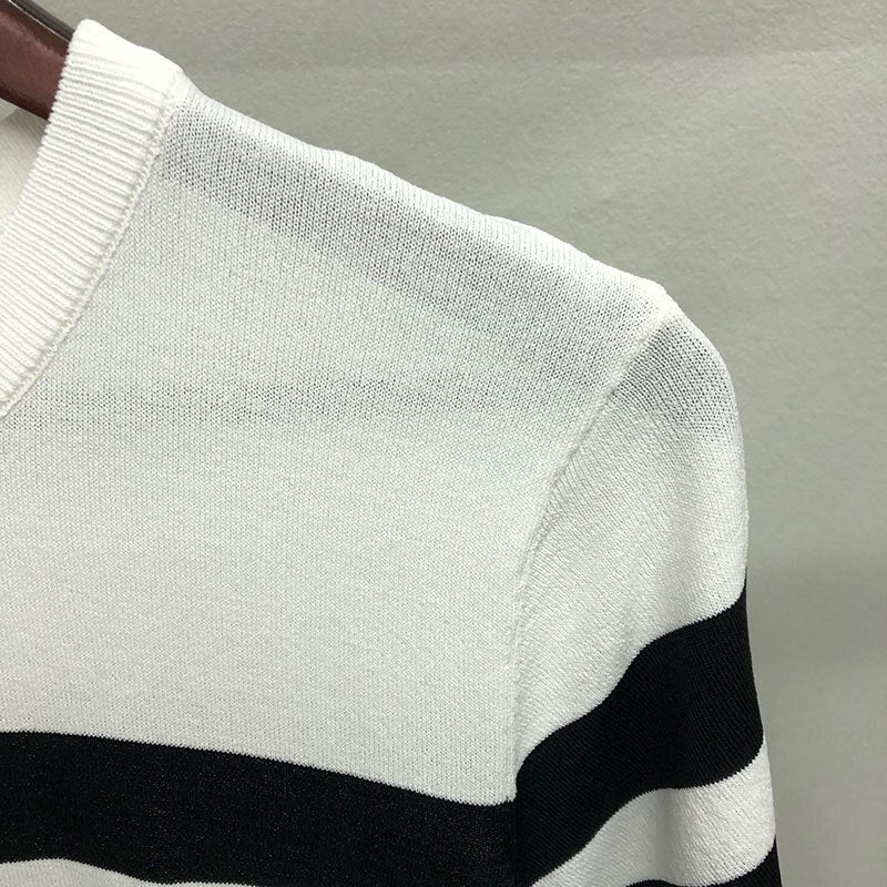 Double Bold Lines Polyester T-Shirt