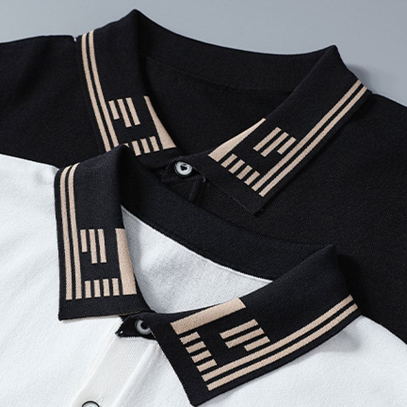 Collar Letter Embroidery Slim Polo Shirt