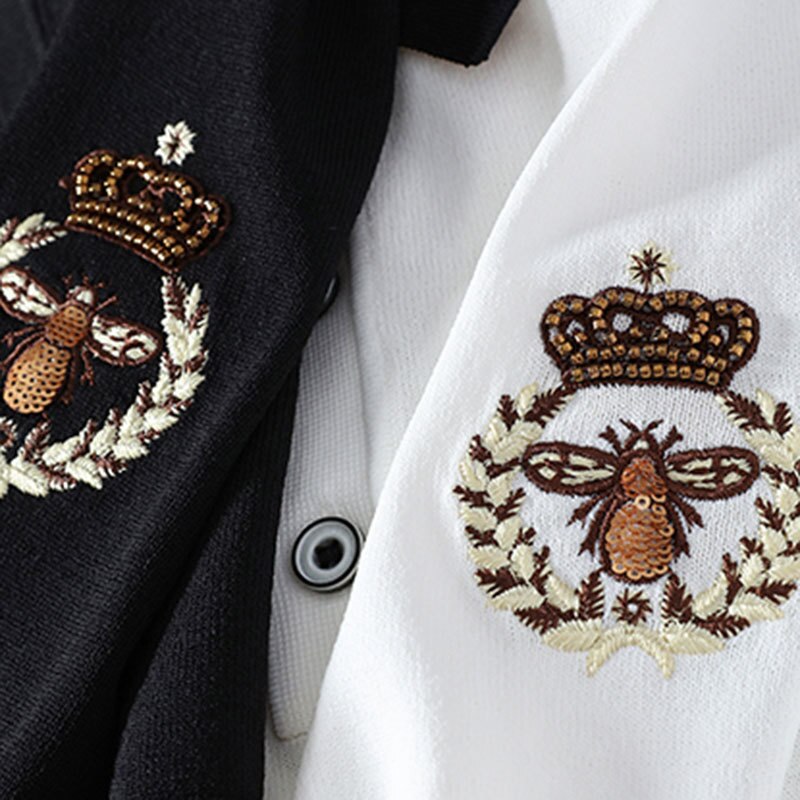 Collar Letter Embroidery Slim Polo Shirt