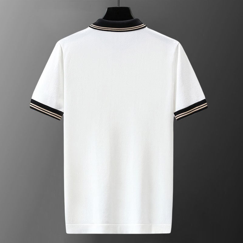 Collar Letter Embroidery Slim Polo Shirt