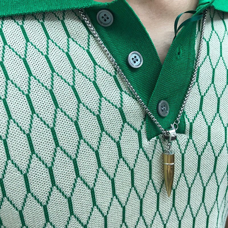 Summer Geometric Short Sleeve Polo Shirt