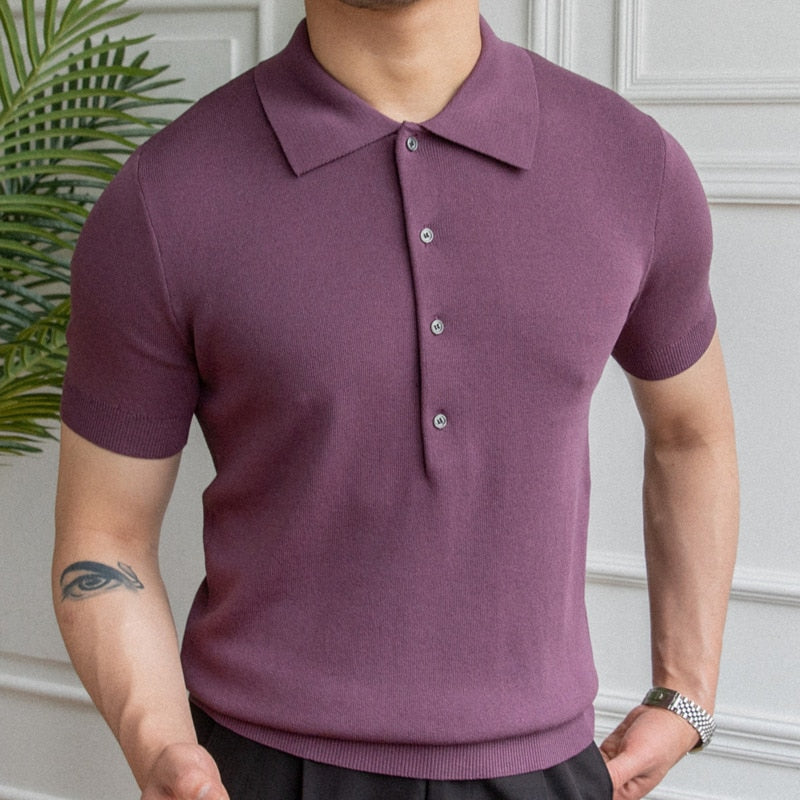 Simple Casual Knitted Men Polo Shirt