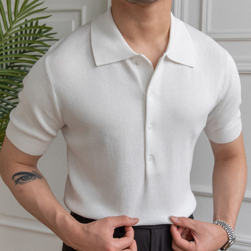 Simple Casual Knitted Men Polo Shirt