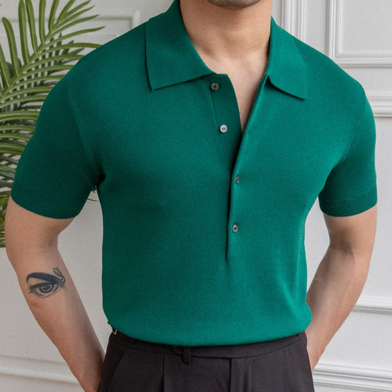 Simple Casual Knitted Men Polo Shirt