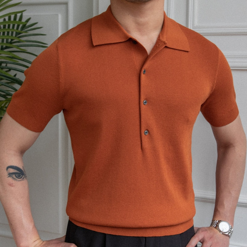 Simple Casual Knitted Men Polo Shirt