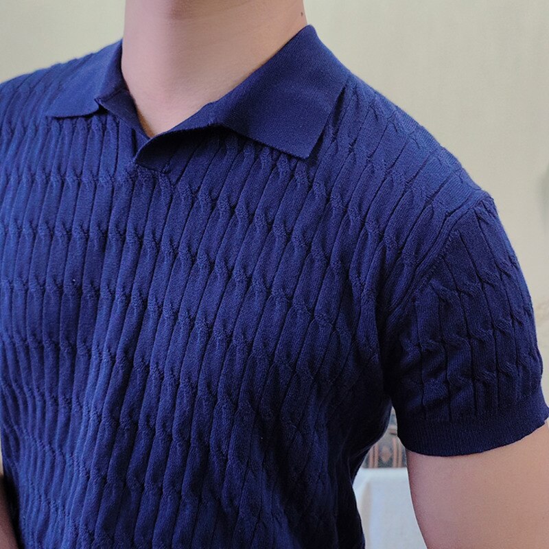 Summer Breathable Knitted Men Polo Shirt