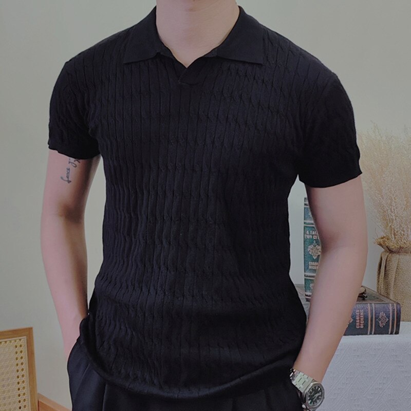 Summer Breathable Knitted Men Polo Shirt