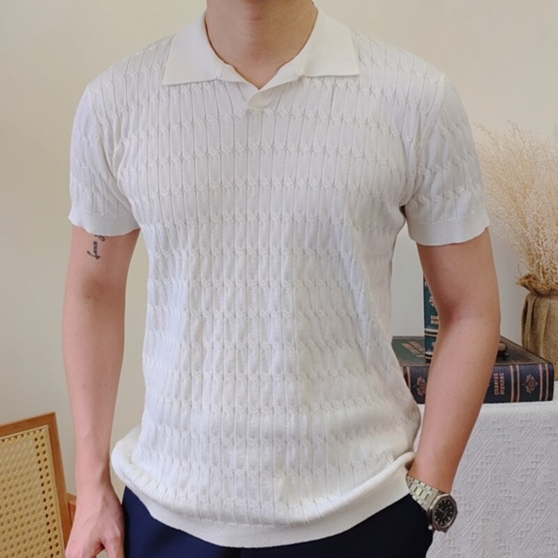 Summer Breathable Knitted Men Polo Shirt