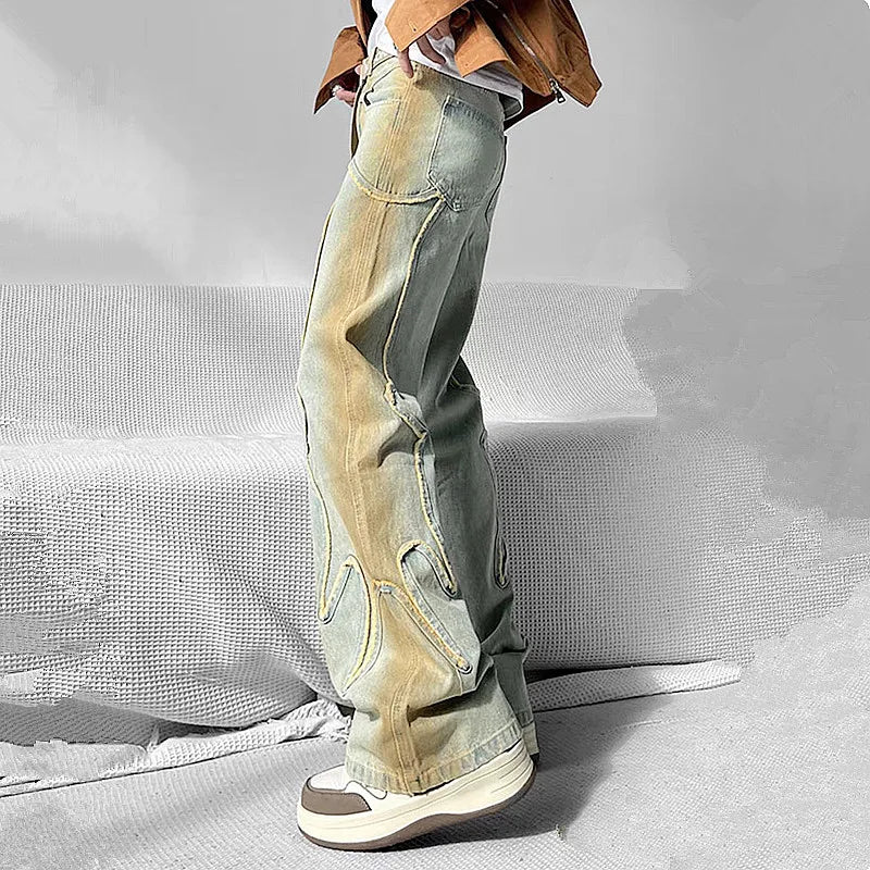 Washed Blue Old Hip-Hop Jeans