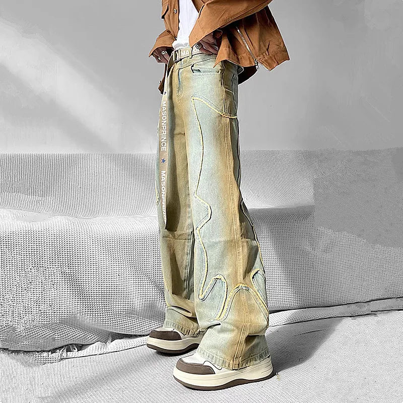 Washed Blue Old Hip-Hop Jeans