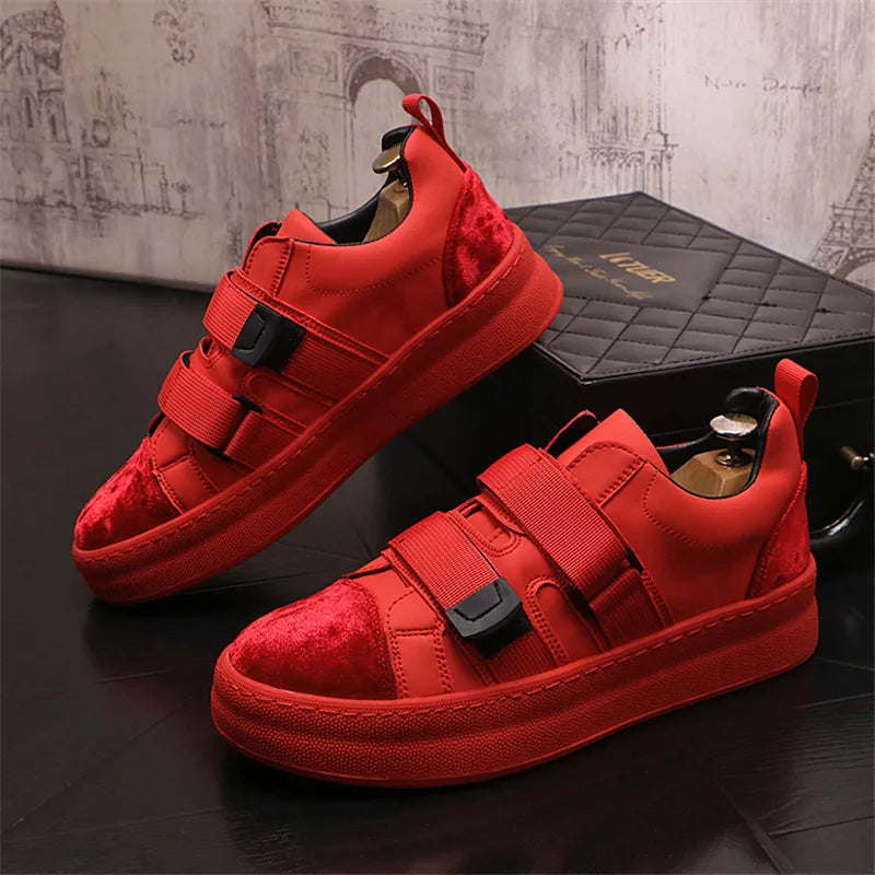 Suede Satin Slip-On Velcro Sneakers