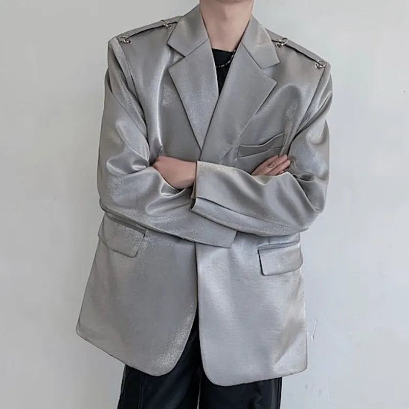 Metallic Rivet Decoration Solid Color Blazer