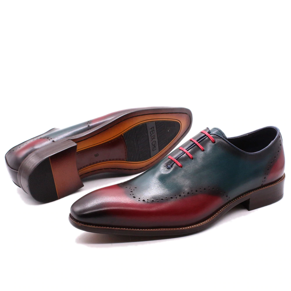 Two Tones Wingtip Men Brogue Lace Up Leather Shoe