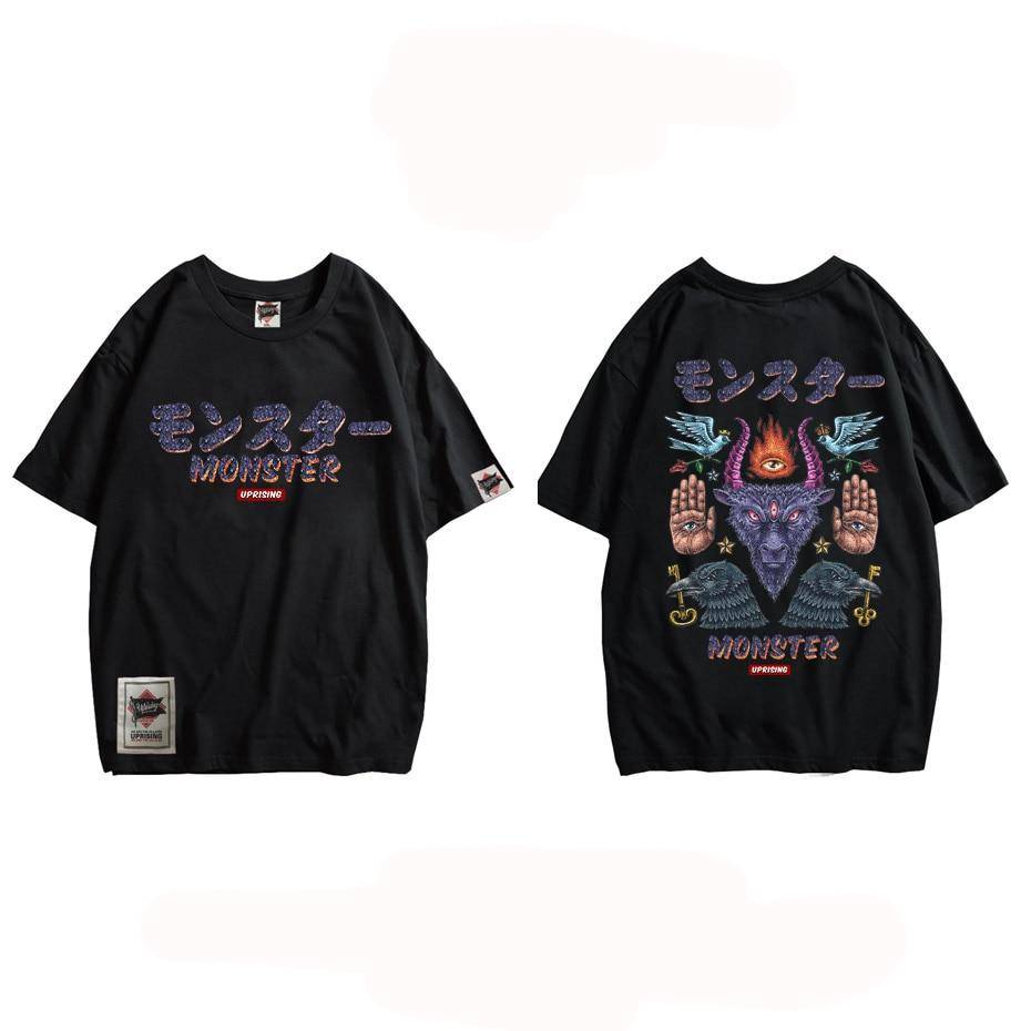 Monster Printed O-Neck Collar T-Shirt