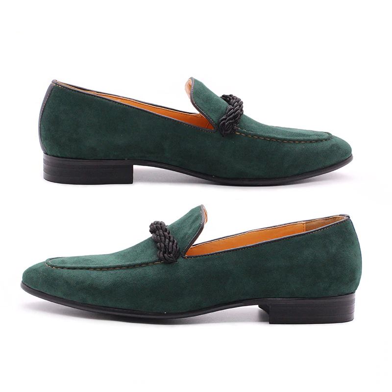 Braid Accent Suede Men Genuine Leather Loafers