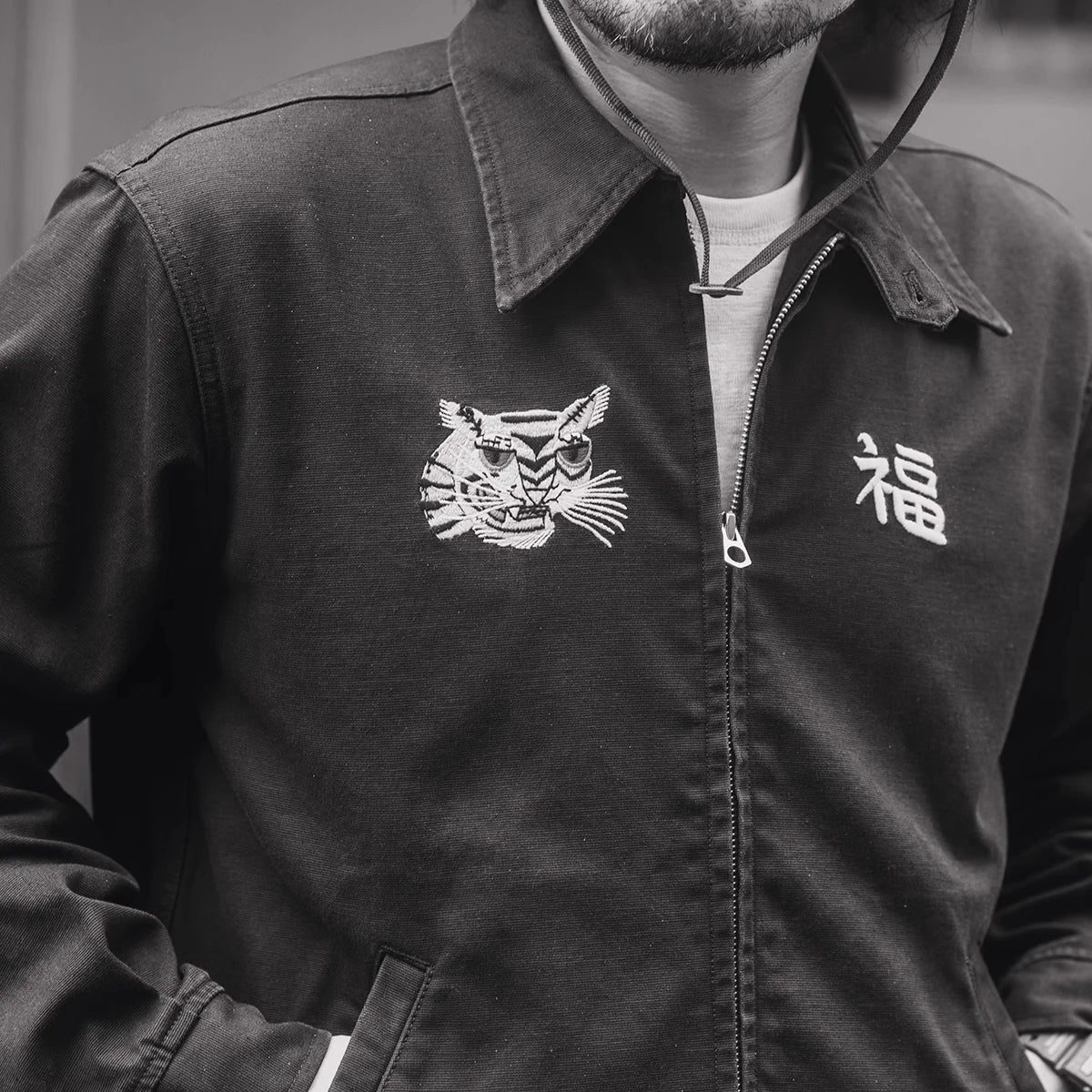 Tiger Embroidered Single Breasted Jacket