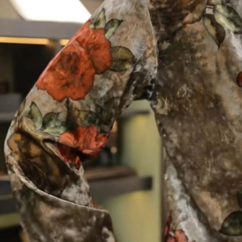 Vintage Velvet Floral Print Long Sleeve Shirt