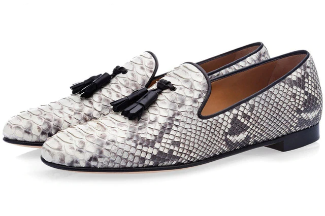 Snake Skin Look Men Leather Tasseled Shoes