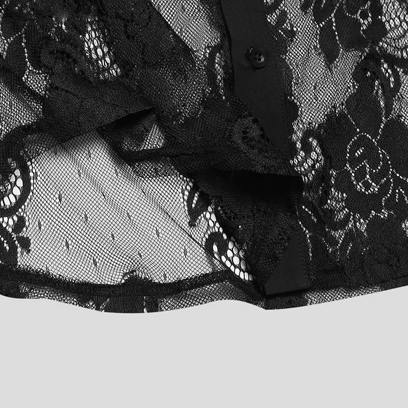 Long Sleeve Floral Lace Mesh Shirt