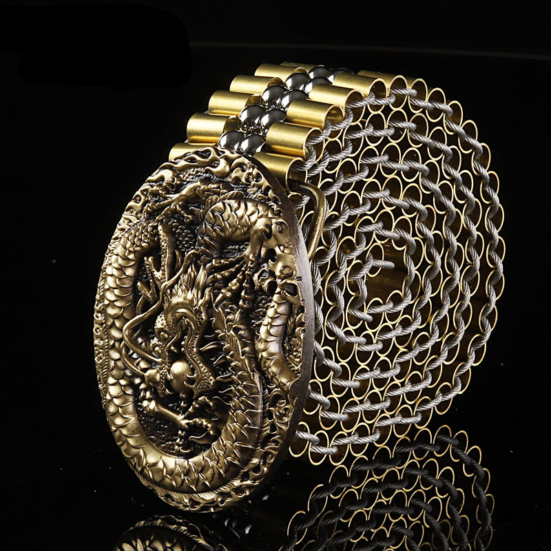 Copper Carved Buckle with Stainless Steel Men Belt