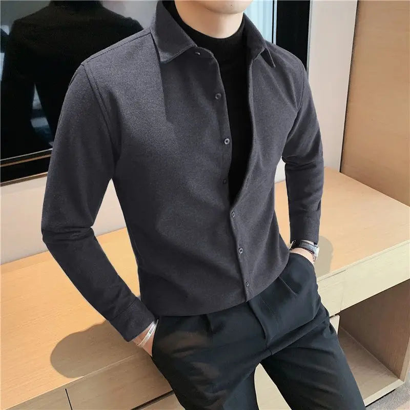 Solid Button Casual Long Sleeve Shirt