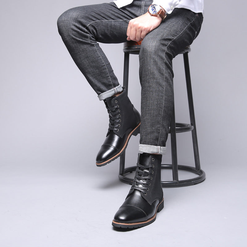 Classic Look Warm Lined Men PU Boots