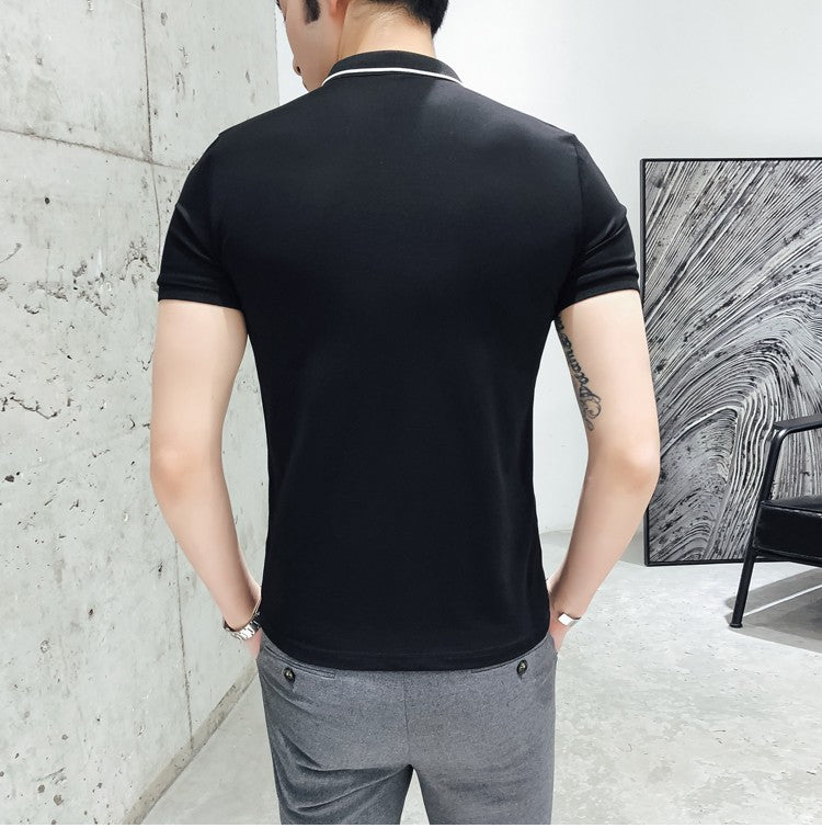 Basic Slim Fit with Tiny Flower Embroidery Men Polo Shirt - FanFreakz