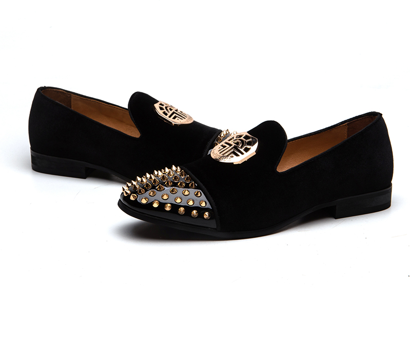 Rivets Toe with Casual Metal Chain Men Loafers Shoes