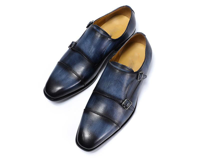Classic Hand Painted Double Monk Strap Men Shoes - FanFreakz