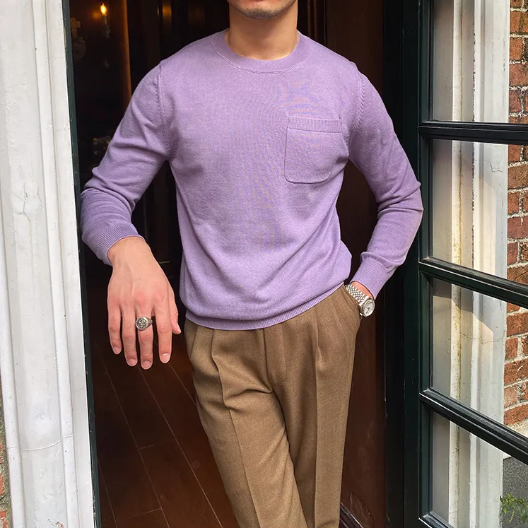 Solid O-Neck with Pocket Sweater