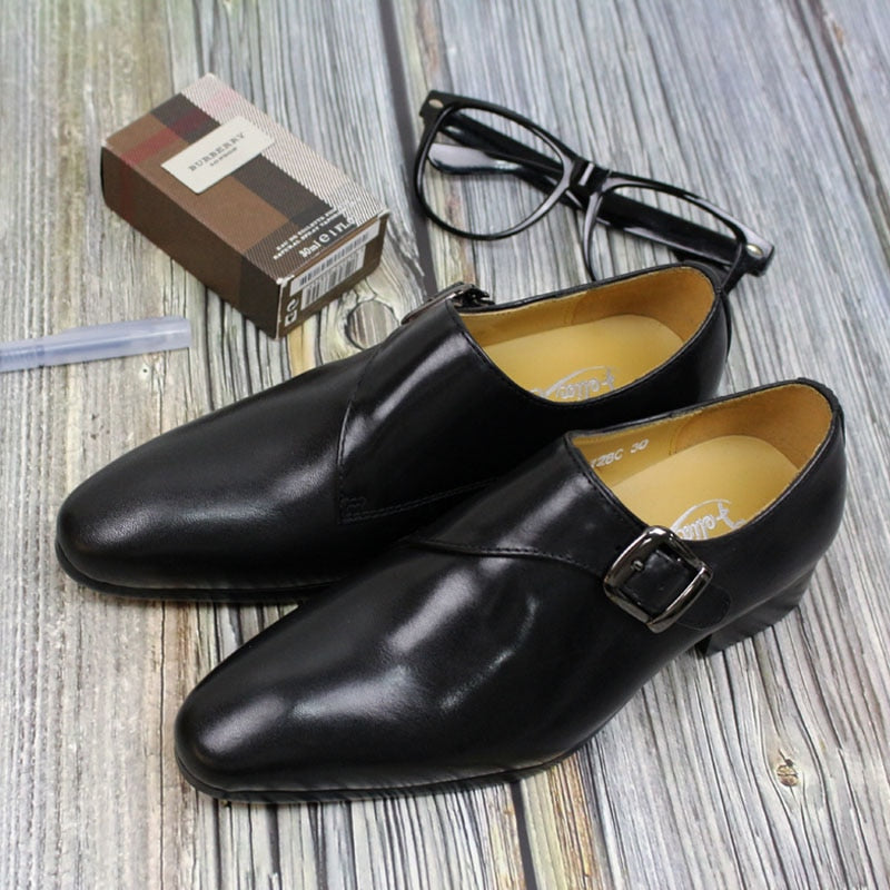 Genuine Leather Oblique Strap Formal Style Men Shoes